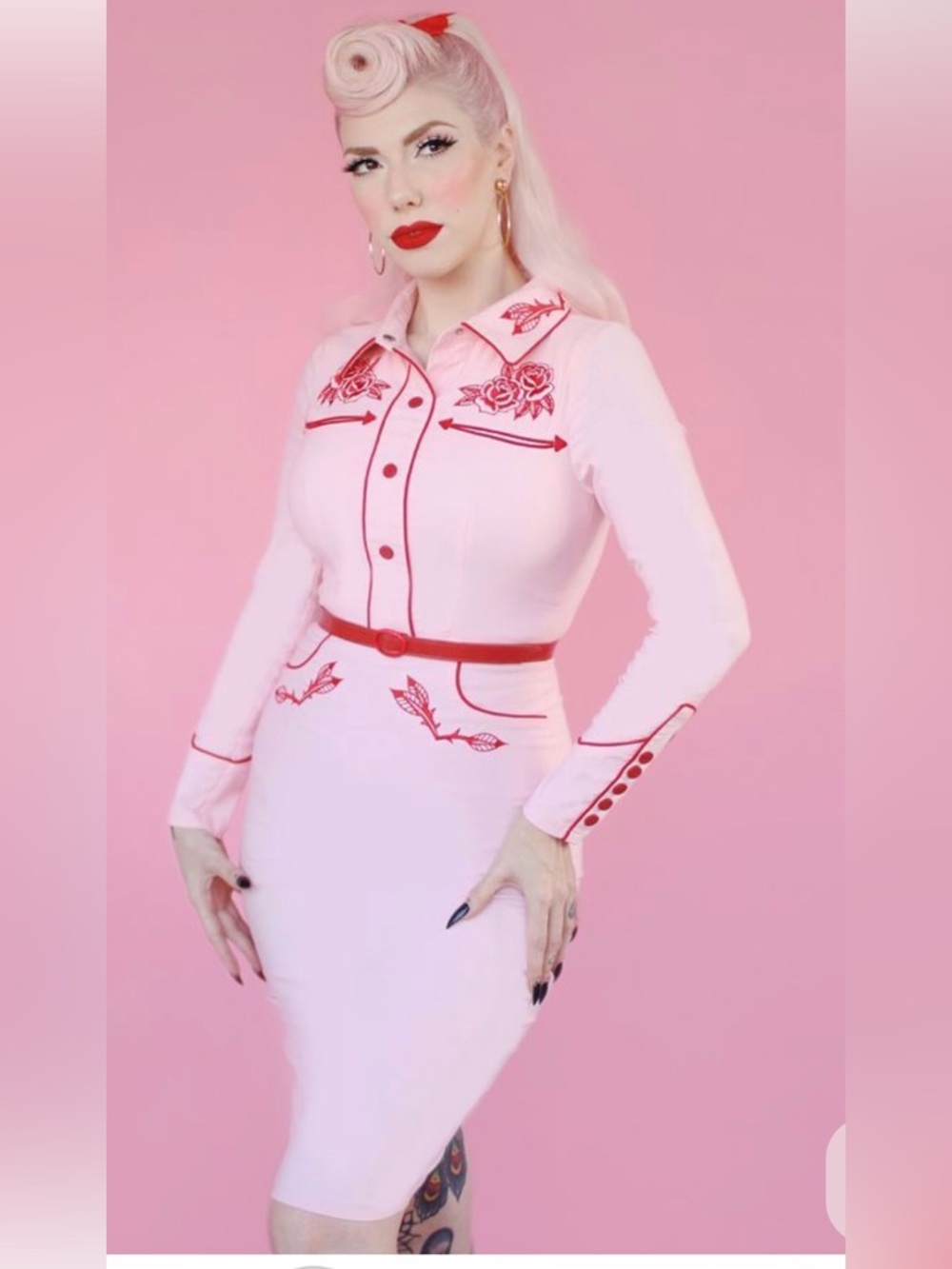 June Dress Pink/Red KATAKOMB Western wiggle dress *Rare*